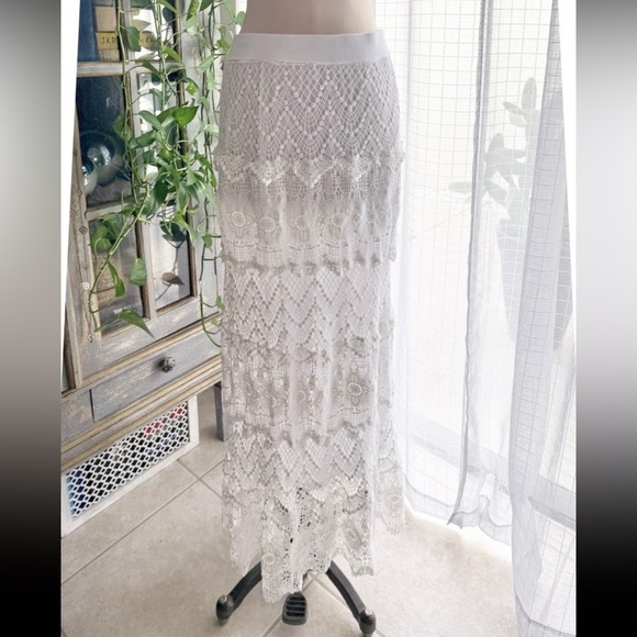Chelsea Theodore Maxi Long Skirt Womens M Crochet Cottagecore Fairycore Western - Picture 2 of 8